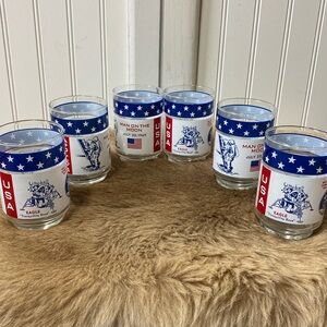Vintage 60s NASA Moon Landing Glasses Set 1969 Man on the Moon USA
